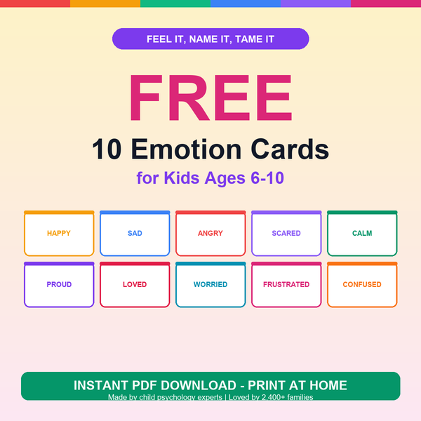FREE — 10 Emotion Cards Printable for Kids (Ages 6–10)